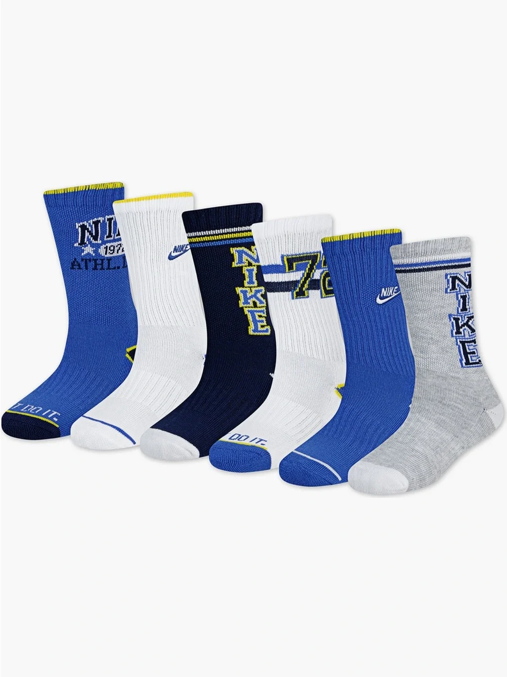 Nike Boys' 6-Pack  Crew Socks SZ-5-7  New